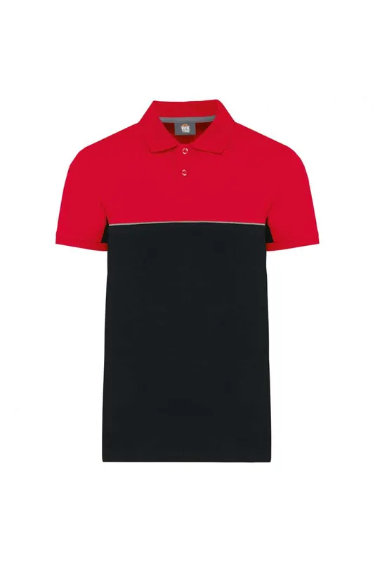 Tricou polo unisex Designed To Work Eco-friendly Two-tone Short Sleeve personalizat, negru
