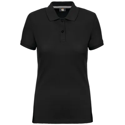 Tricou polo damă Designed To Work Short-sleeved personalizat, negru