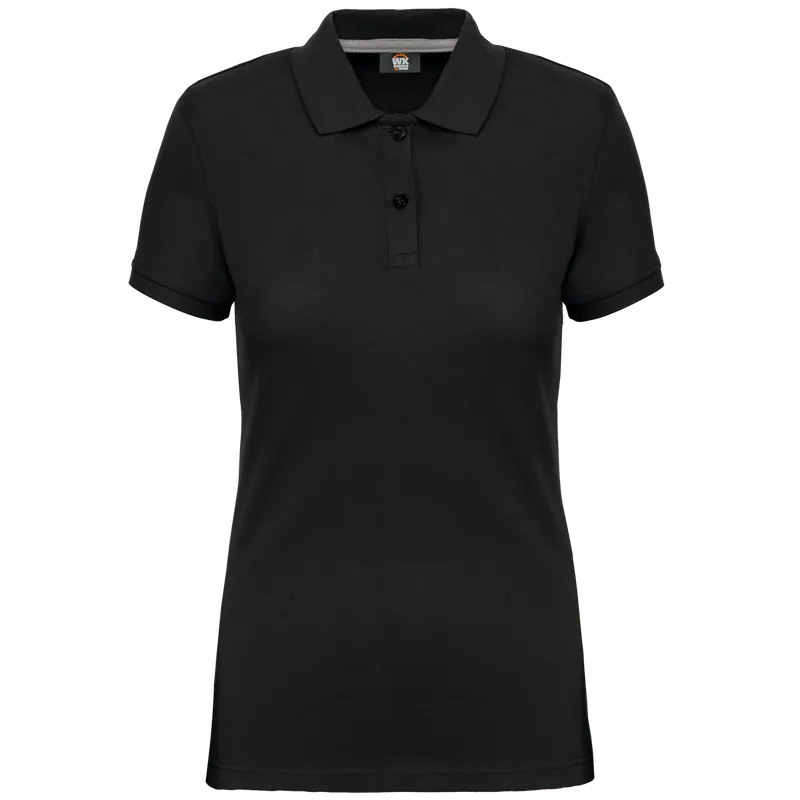 Tricou polo damă Designed To Work Short-sleeved personalizat, negru