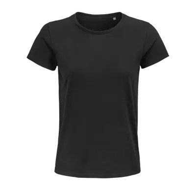 Tricou damă SOL'S Pioneer Round-neck Fitted Jersey personalizat, negru