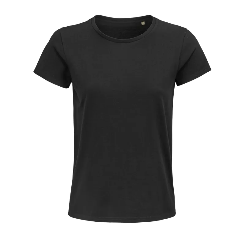 Tricou damă SOL'S Pioneer Round-neck Fitted Jersey personalizat, negru
