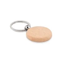 Breloc rotund din lemn personalizat, vedere lateral