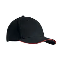 Șapcă baseball cu 6p 270gr personalizată, negru/roșu