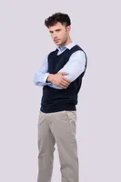 Bluză bărbați Legend Classics V-neck Sleeveless Pullover Fine Gauge Cotton personalizată, pe model