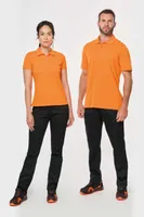 Tricou polo damă Designed To Work Short-sleeved personalizat, pe model
