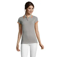 PASADENA polo femei 200g personalizată, melange gri/portocaliu
