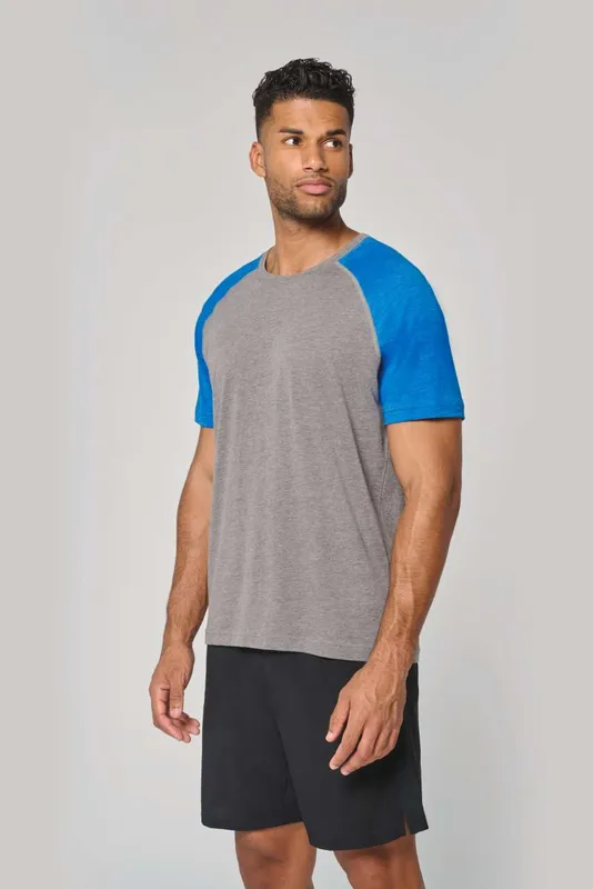 Tricou unisex Proact Adult Triblend Two-tone Sports Short-sleeved