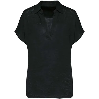 Tricou polo damă Spasso Linen personalizat, negru