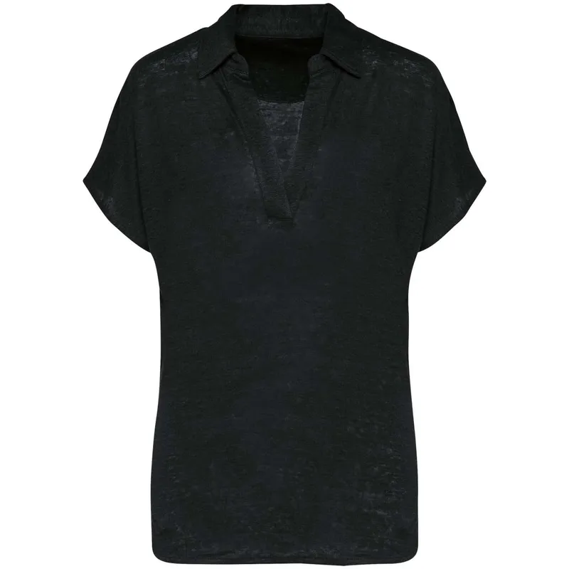 Tricou polo damă Spasso Linen personalizat, negru