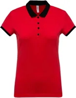 Tricou polo damă Kariban Two-tone Piqué personalizat, roșu
