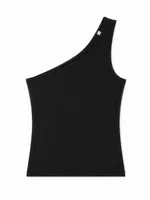 Tricou damă True Blanks Fitted One Shoulder Top personalizat, negru