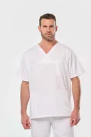 unisex Designed To Work Short Sleeve Cotton Tunic personalizat, pe model