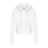 Hanorac damă Just Hoods Cropped personalizat, alb