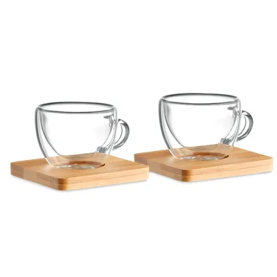 2 pahare expresso perete dublu personalizat