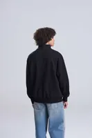 Bluză unisex Just Hoods Campus Full Zip Sweat personalizată, pe model