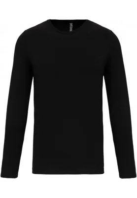 Tricou cu mânecă lungă bărbați Kariban Crew Neck personalizat, negru