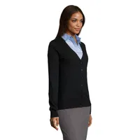 damă Sol's Golden V Neck Cardiga personalizată, vedere lateral