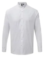 Cămașă unisex Premier Banded Collar Grandad personalizată, alb