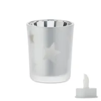 Lumânare tealight LED personalizat, argint mat