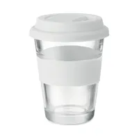 Pahar din sticlă de 350 ml personalizat, alb