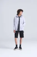 Bluză unisex Just Hoods Graduate Heavyweight Zoodie personalizată, pe model