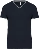 Tricou bărbați Kariban Piqué Knit V-neck personalizat, albastru