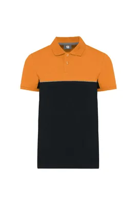 Tricou polo unisex Designed To Work Eco-friendly Two-tone Short Sleeve personalizat, negru