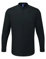 Cămașă unisex Premier Banded Collar Grandad personalizată, negru