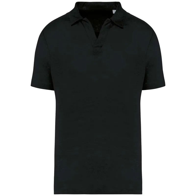 Tricou polo bărbați Spasso Linen personalizat, negru