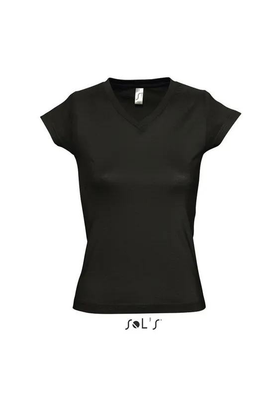 Tricou damă SOL'S Moon V-neck personalizat, negru