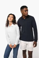 Tricou polo damă Kariban Organic 180 Piqué Long Sleeves personalizat, pe model