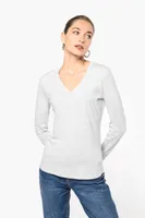 Tricou cu mânecă lungă damă Kariban V-neck personalizat, pe model