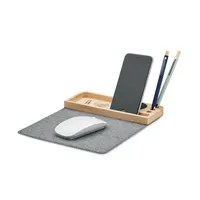 Încărcător wireless bambus 15W personalizat, vedere detaliu