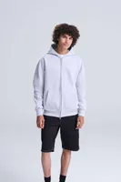 Bluză unisex Just Hoods Signature Heavyweight Zoodie personalizată, pe model