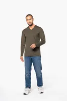 Tricou cu mânecă lungă bărbați Kariban V-neck personalizat, pe model
